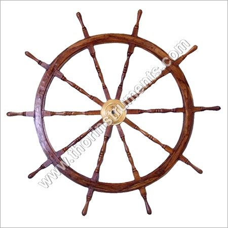 Big Ship Steering Wheel Wooden 36 Inch Antique Teak Brass Nautical Pirate Ship's 