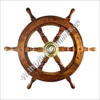 Nautical Brown Wood Ship Wheel Decorative