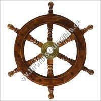 Nautical Ship Wheel Brown Wood