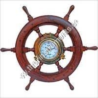 Collectible Nautical Brown Ship Wheel Clock