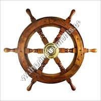 Nautical Ship Wheel Brown Wooden Decorative