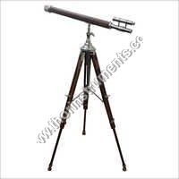 Nautical Marine  Leather Telescope Brown Stand