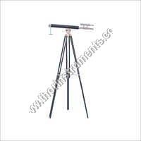 Vintage Telescope Brass Finish Black Tripod Decor