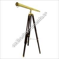 Vintage Brass Telescope Brown Tripod Stand