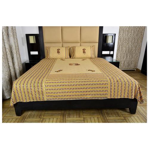 Traditional Rajasthani Appliqué Work Bed Sheet - Cotton, Double Size | Multi-Colour, Ideal for Home Furnishings