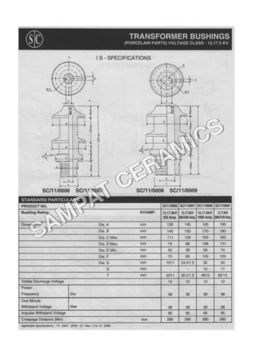 Transformer Bushings of 12, 17.5 KV