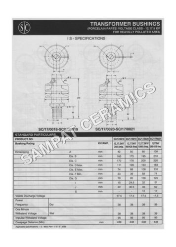 17.5 KV Transformer Bushings for Voltage Class