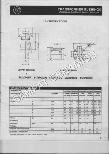Transformer Bushings of Voltage Class 3.6 KV