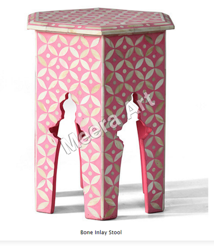 Eye Design Bone Inlay Stool Pink