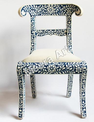 Antique Rustic Blue Bone Inlay Chair