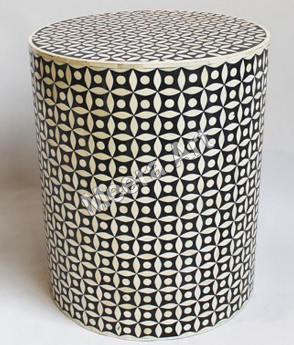 French Bone Inlay Round Stool