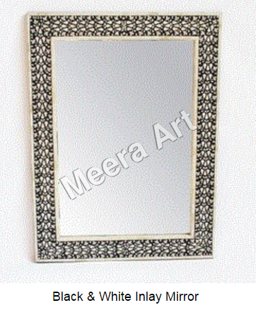 Antique Rustic Bone Inlay Mirror Frame