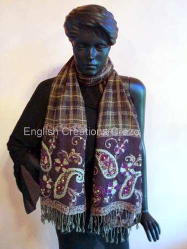 Silk Jacquard Scarves With Embroidery