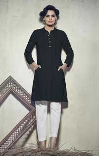 Nevy Blue Rayon Embroidered Ethnic wear Straight cut Stitched women fashionable tunics With pocket