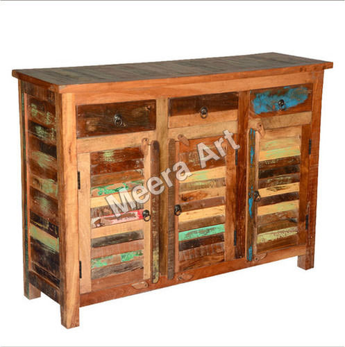 Rectangular Dravin Rustic Reclaimed Wood 3 Drawer Sideboard