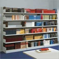 Library Shelves - Steel Material, 1000mm Width, Elegant White Finish | Durable Indian Style Design for Indoor Study Rooms