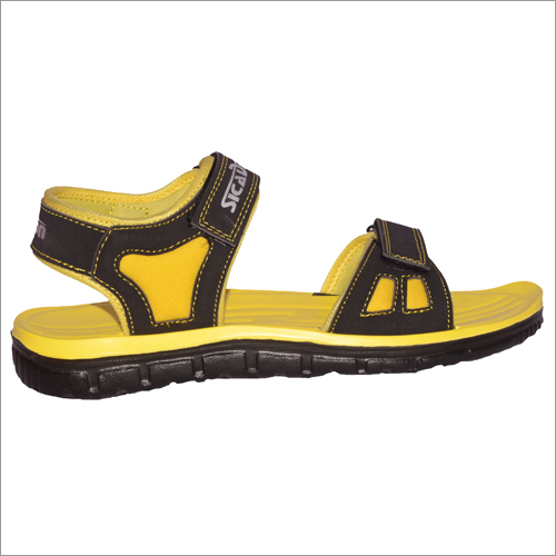 Man Sandal - PVC PU Material, Various Sizes, Yellow Black | Hook and Loop Closure, Comfortable, Lightweight, Breathable