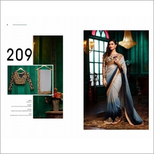 Sterling Lycra Georgette Multi Color Sparkle Designer Saree