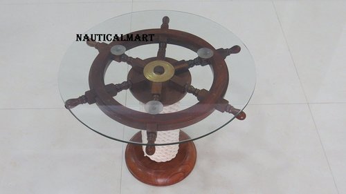 24" Decorative Ship Wheel Handmade Table By Nautical Mart Inc.
