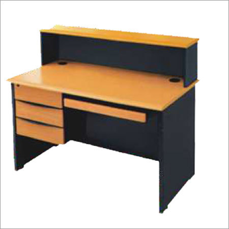 Designer Reception Counter - Wood Construction, Brown Finish | Durable, Easy to Clean, Light Weight, Intricate Design with Spacious Drawers
