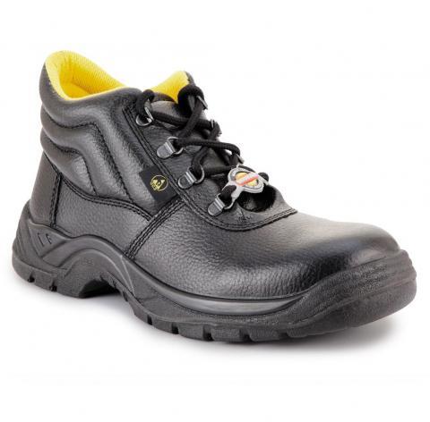 Men Safety Shoes - Leather, Various Sizes, Rubber Sole | Lace-up, Steel Toe Cap, Lightweight, Durable, Comfortable, Removable Insole, Grip, Support, Style