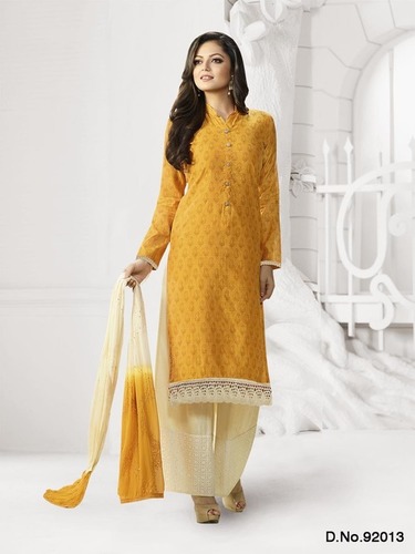 Mustard Yellow Designer Dress Material