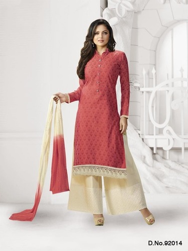 Carrot Red Designer Dress Material