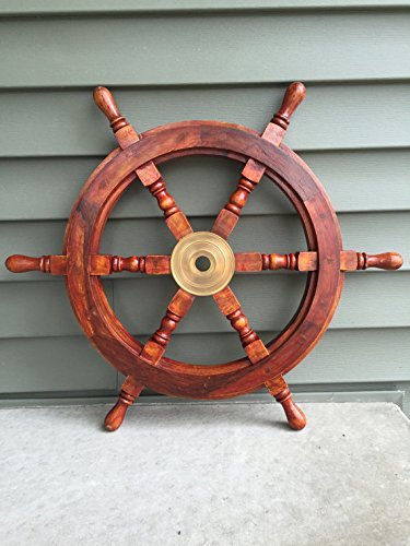 18" Wood And Brass Nautical Ship Wheel