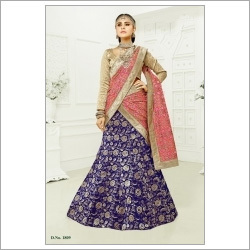 Joyous Blue Brocade Lehenga Choli