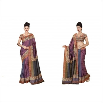 Artistic Violet Bhagalpuri Silk Saree