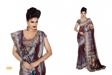 Glossy Wine Bhagalpuri Silk Saree