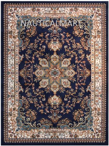 Nautical Isfahan Persian Traditional Design Area Rug (Navy Blue, 7' 10" x 9' 10" By Nautical Mart Inc.