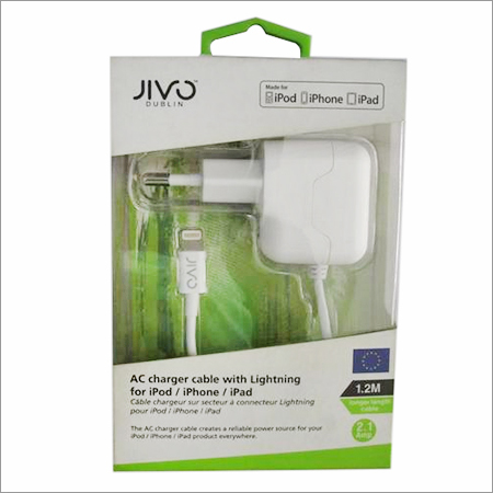 AC Charger Cable With Lightning - PVC, 1m, White | Fast Charging, Durable, Compact Design, Apple Compatible