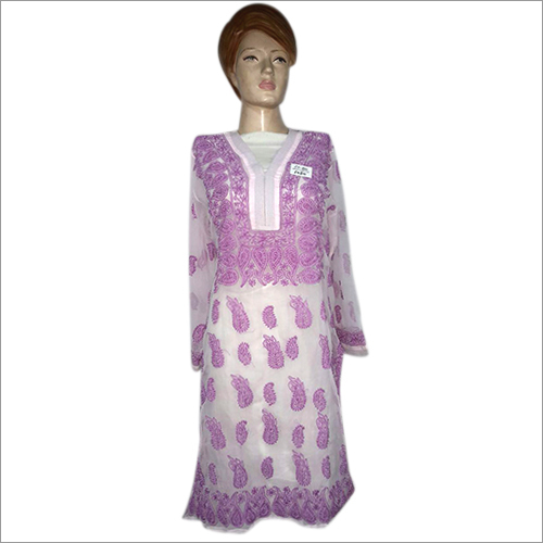 Chikan embroidery Georgette Kurtis
