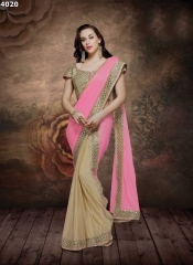 Complaisance Hot Pink Lycra Georgette Designer Saree