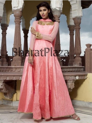 Light Pink Silk Anarkali Suits