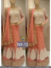 Benignant Peach Net Designer Lehenga Choli