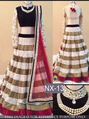 Sprightly Off White Net Designer Lehenga Choli