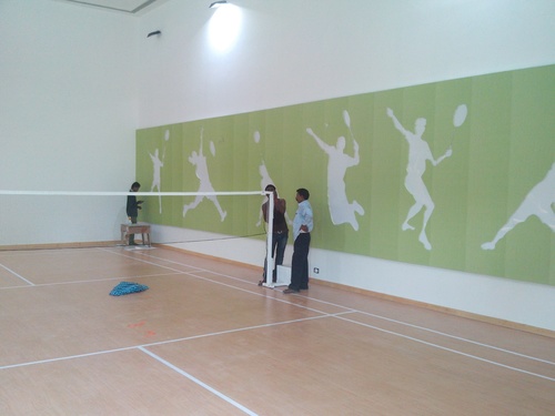 Badminton court pine wood flooring