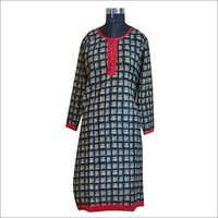 Black & White Cotton Embroidered Kurtis
