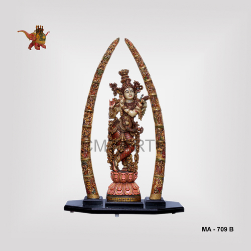 Figurine Cultured Marble Krishna With Tusk