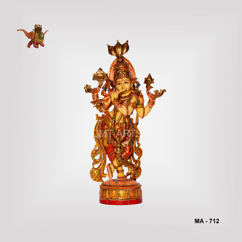 Cultured Marble Krishna - 12 Inches, Crafted and Painted | Customized Logo and Packaging, Ideal for Home and Outdoor Decoration, Religious Activities, and Weddings
