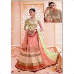 Extraordinary Peach A Line Lehenga Choli - Georgette Fabric, Peach Color, Embroidered Work, Matching Choli and Dupatta
