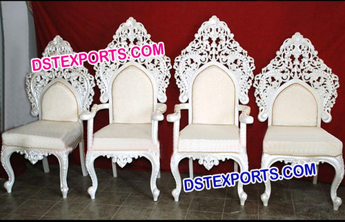 Latest Designer Mandap Chair - Treated Wood, Varied Sizes, White | Hand Carved, Elegant Design, Comfortable Seating, Ornate Style