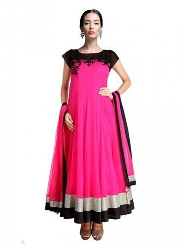 Pink Net Anarkali Suit