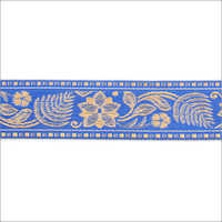 Satin Lace - Satin Floral Pattern, Blue, Customizable Length | Elegant Design, Intricate Patterns, Durable Fabric