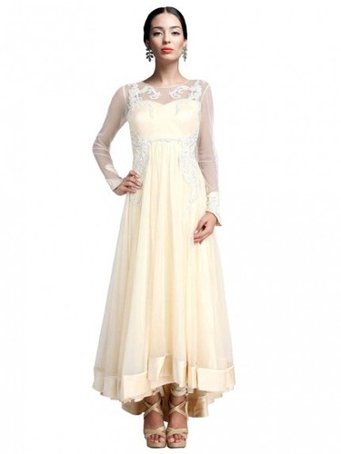 Net Off White Anarkali