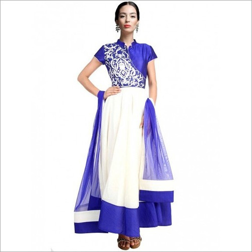 White & Blue Anarkali