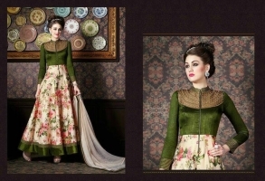 olive green ,multi party wear anarkali suit