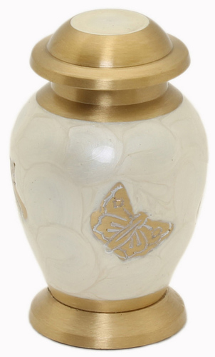 White Pearl Butterfly Keepsake Urn - Brass, 3 Inches | Elegant Design, High Durability, Alluring Home Decor